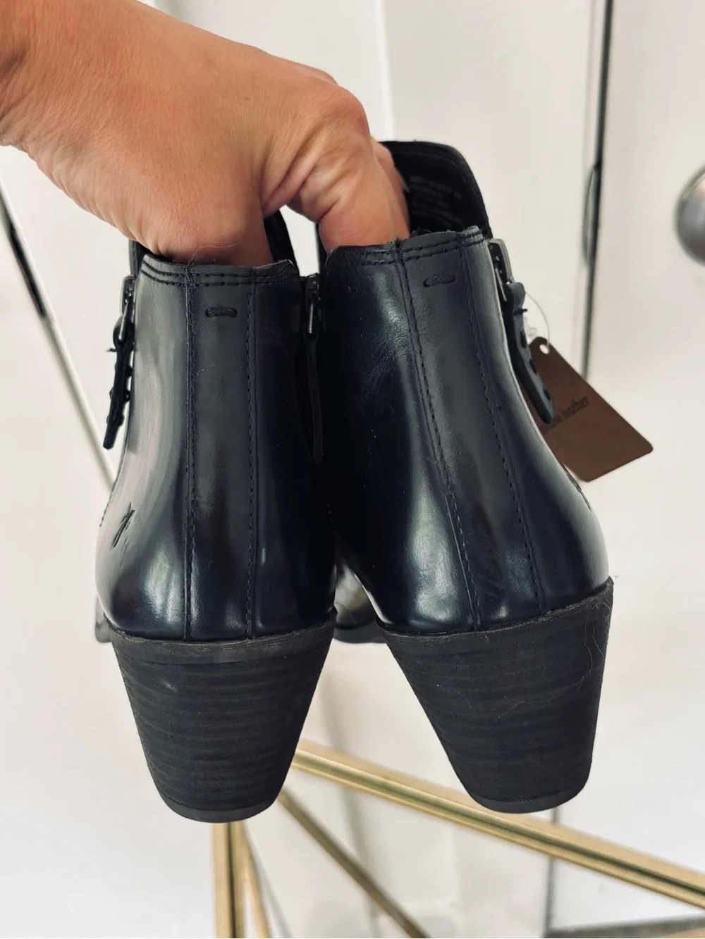 NWT Frye Judith ankle Boots Black genuine leather shiny size 9.5 women's